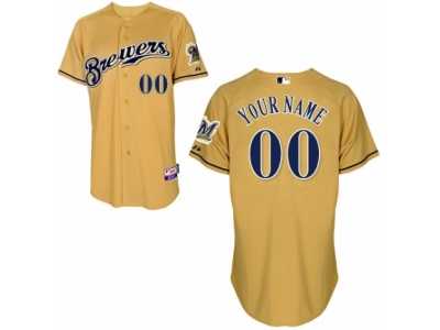 Youth Majestic Milwaukee Brewers Customized Replica Gold 2013 Alternate Cool Base MLB Jersey