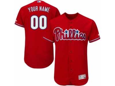 Men's Majestic Philadelphia Phillies Customized Red Flexbase Authentic Collection MLB Jersey