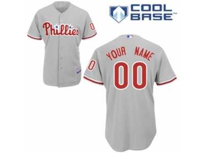 Youth Majestic Philadelphia Phillies Customized Authentic Grey Road Cool Base MLB Jersey