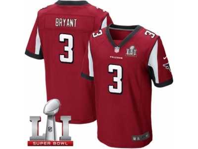 Men's Nike Atlanta Falcons #3 Matt Bryant Elite Red Team Color Super Bowl LI 51 NFL Jersey