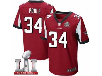 Men's Nike Atlanta Falcons #34 Brian Poole Elite Red Team Color Super Bowl LI 51 NFL Jersey
