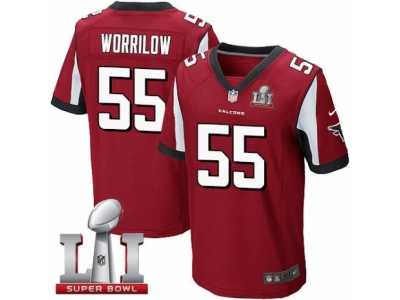 Men's Nike Atlanta Falcons #55 Paul Worrilow Elite Red Team Color Super Bowl LI 51 NFL Jersey