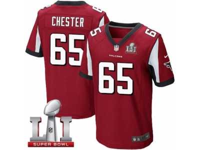 Men's Nike Atlanta Falcons #65 Chris Chester Elite Red Team Color Super Bowl LI 51 NFL Jersey