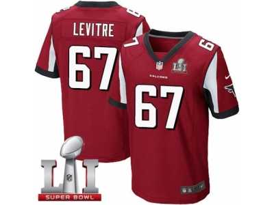 Men's Nike Atlanta Falcons #67 Andy Levitre Elite Red Team Color Super Bowl LI 51 NFL Jersey