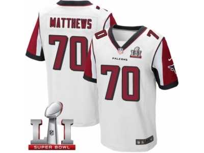 Men's Nike Atlanta Falcons #70 Jake Matthews Elite White Super Bowl LI 51 NFL Jersey