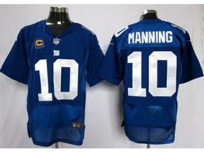 Nike NFL New York Giants #10 Eli Manning Blue Jerseys(C Patch Elite)