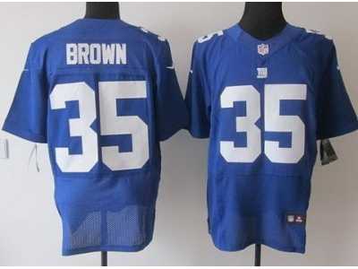 Nike NFL New York Giants #35 Andre Brown Blue Jerseys(Elite)