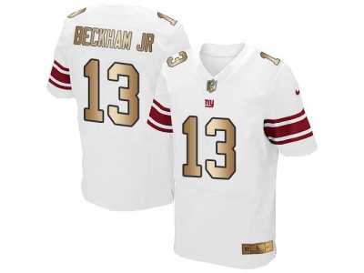 Nike New York Giants #13 Odell Beckham Jr White Men's Stitched NFL Elite Gold Jersey