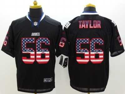 Nike New York Giants #56 Lawrence Taylor Black Jerseys(USA Flag Fashion Elite)