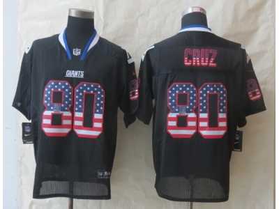Nike New York Giants #80 Cruz Black Jerseys(USA Flag Fashion Elite)