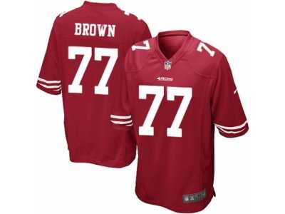 Men's Nike San Francisco 49ers #77 Trent Brown Game Red Team Color NFL Jersey