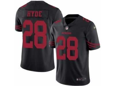 Men's Nike San Francisco 49ers #28 Carlos Hyde Elite Black Rush NFL Jersey