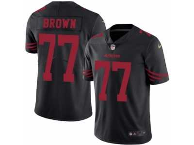 Men's Nike San Francisco 49ers #77 Trent Brown Elite Black Rush NFL Jersey