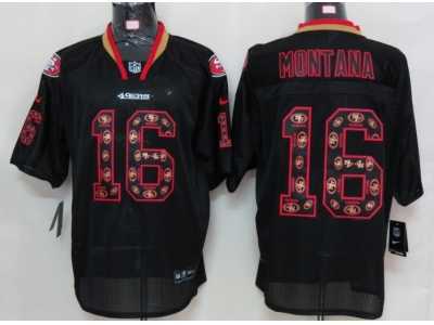 Nike NFL San Francisco 49ers #16 Joe Montana Black Jerseys[Lights Out Elite]