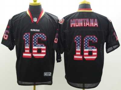 Nike San Francisco 49ers #16 Joe Montana Black Jerseys(USA Flag Fashion Elite)