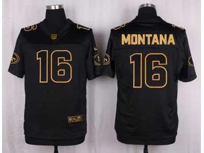 Nike San Francisco 49ers #16 Joe Montana Black Pro Line Gold Collection Jersey(Elite)