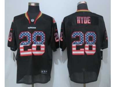 Nike San Francisco 49ers #28 Hyde Black Jerseys(USA Flag Fashion Elite)