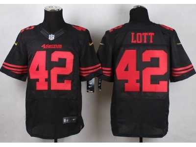 Nike San Francisco 49ers #42 Ronnie Lott Black Alternate Men's Stitched jerseys(Elite)