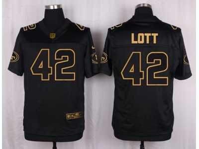 Nike San Francisco 49ers #42 Ronnie Lott Black Pro Line Gold Collection Jersey(Elite)