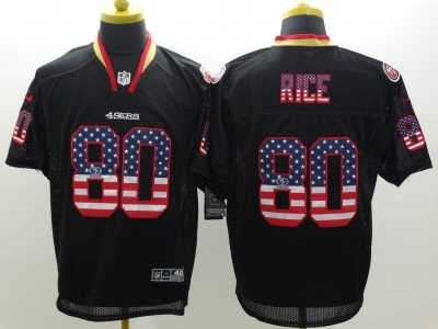 Nike San Francisco 49ers #80 Jerry Rice Black Jerseys(USA Flag Fashion Elite)
