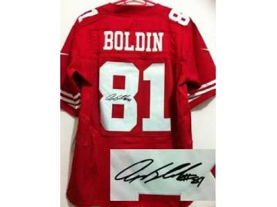 Nike San Francisco 49ers #81 Anquan Boldin Red Jerseys(Elite Signed)