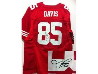 Nike San Francisco 49ers #85 Vernon Davis Red Jerseys(Signed Elite)