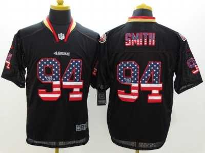 Nike San Francisco 49ers #94 Justin Smith Black Jerseys(USA Flag Fashion Elite)