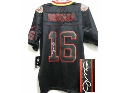 Nike jerseys san francisco 49ers #16 joe montana black[Elite lights out signature]