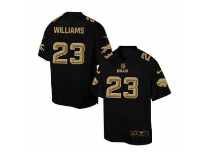 Men's Nike Buffalo Bills #23 Aaron Williams Elite Black Pro Line Gold Collection NFL Jersey