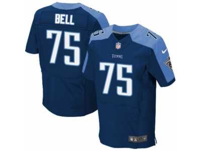 Men's Nike Tennessee Titans #75 Byron Bell Elite Navy Blue Alternate NFL Jersey
