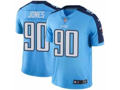 Men's Nike Tennessee Titans #90 DaQuan Jones Elite Light Blue Rush NFL Jersey
