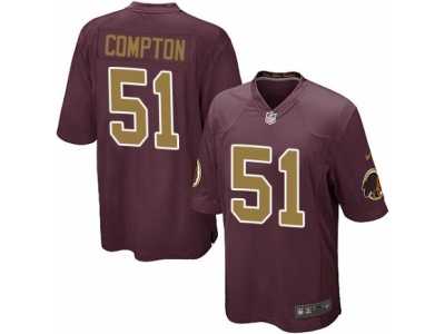 Men's Nike Washington Redskins #51 Will Compton Game Burgundy Red Gold Number Alternate 80TH Anniversary NFL Jersey
