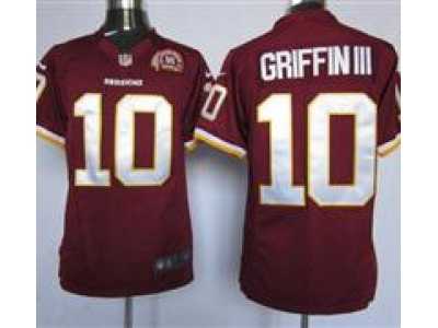 Nike NFL Washington RedSkins #10 Robert Griffin III Red W 80TH Patch Jerseys(Game)