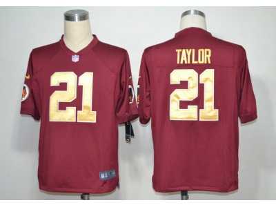 Nike NFL Washington Redskins #21 Sean Taylor Red Jerseys Gold Numbers(Game)