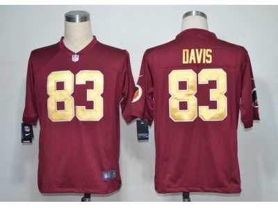 Nike NFL Washington Redskins #83 Fred Davis Red Jerseys Gold Numbers(Game)