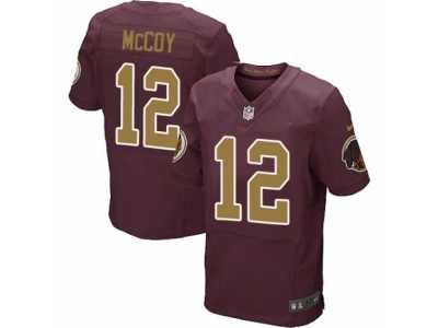 Men's Nike Washington Redskins #12 Colt McCoy Elite Burgundy Red Gold Number Alternate 80TH Anniversary NFL Jersey
