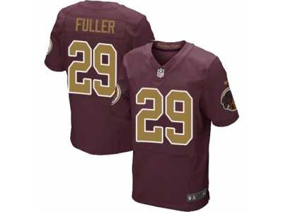Men's Nike Washington Redskins #29 Kendall Fuller Elite Burgundy Red Gold Number Alternate 80TH Anniversary NFL Jersey