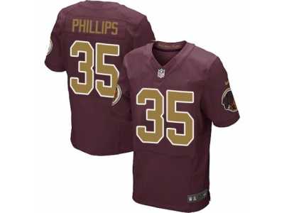 Men's Nike Washington Redskins #35 Dashaun Phillips Elite Burgundy Red Gold Number Alternate 80TH Anniversary NFL Jersey