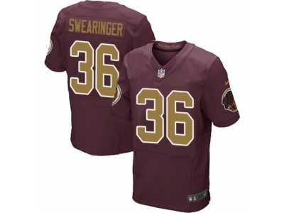 Men's Nike Washington Redskins #36 D.J. Swearinger Elite Burgundy Red Gold Number Alternate 80TH Anniversary NFL Jersey