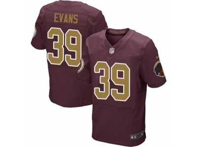 Men's Nike Washington Redskins #39 Josh Evans Elite Burgundy Red Gold Number Alternate 80TH Anniversary NFL Jersey