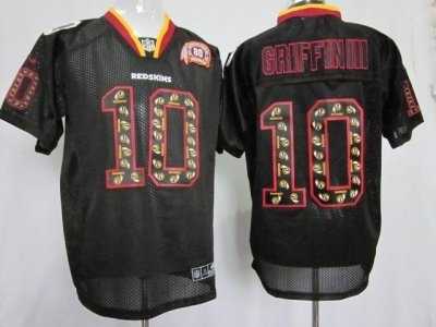 Nike NFL Washington Redskins #10 Robert Griffin III Black Jerseys W 80TH Patch(Lights Out Elite)