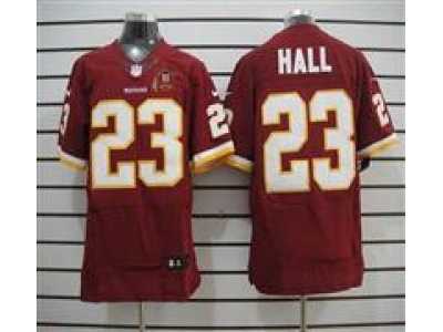 Nike NFL Washington Redskins #23 DeAngelo Hall Red Jerseys W 80TH Patch(Elite)