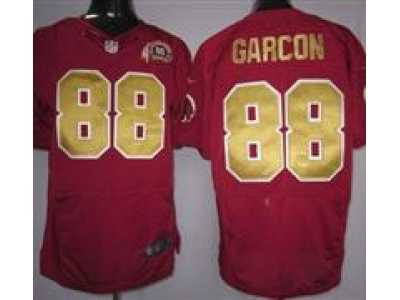 Nike NFL Washington Redskins #88 Pierre Garcon Red Jerseys Gold Number W 80TH Patch(Elite)