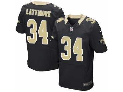 Men's Nike New Orleans Saints #34 Marshon Lattimore Elite Black Team Color NFL Jersey