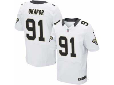 Men's Nike New Orleans Saints #91 Alex Okafor Elite White NFL Jersey
