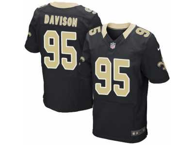 Men's Nike New Orleans Saints #95 Tyeler Davison Elite Black Team Color NFL Jersey
