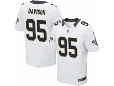 Men's Nike New Orleans Saints #95 Tyeler Davison Elite White NFL Jersey