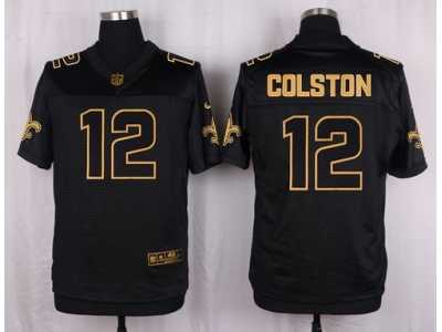 Nike New Orleans Saints #12 Marques Colston Black Pro Line Gold Collection Jersey(Elite)