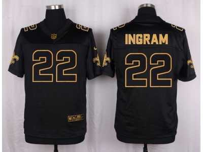 Nike New Orleans Saints #22 Mark Ingram Black Pro Line Gold Collection Jersey(Elite)