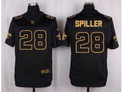 Nike New Orleans Saints #28 C.J. Spiller Black Pro Line Gold Collection Jersey(Elite)